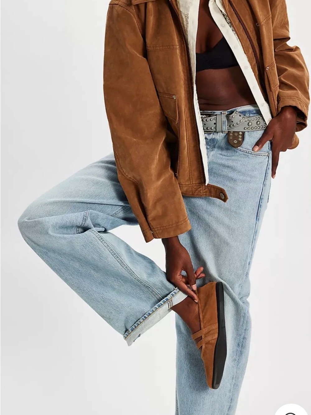 Free People 8 CRYSTAL GEMINI FLAT Brown Stretch Sold Out